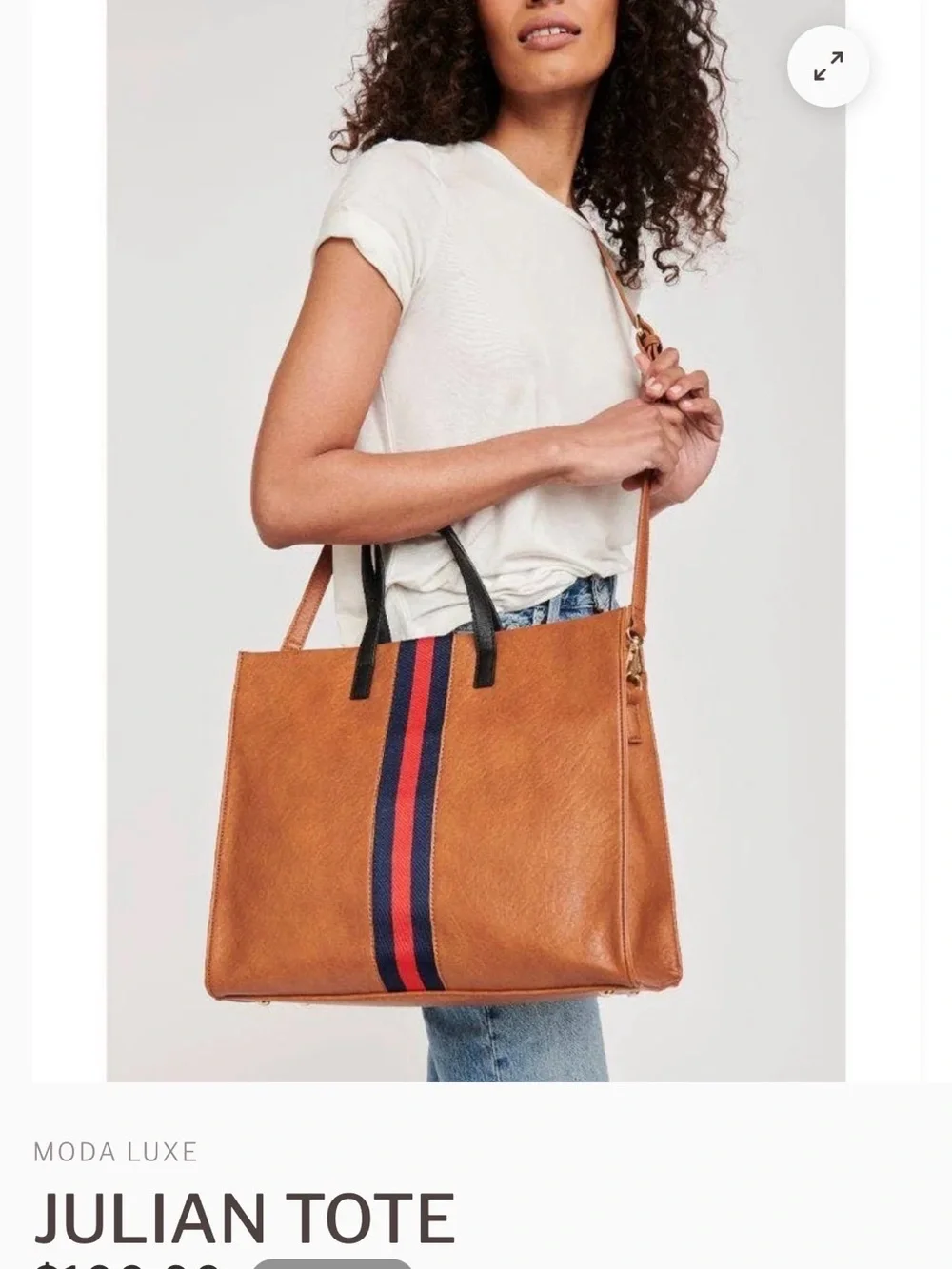 JulianTote Moda Luxe Tan Vegan Leather Tote adjustable strap